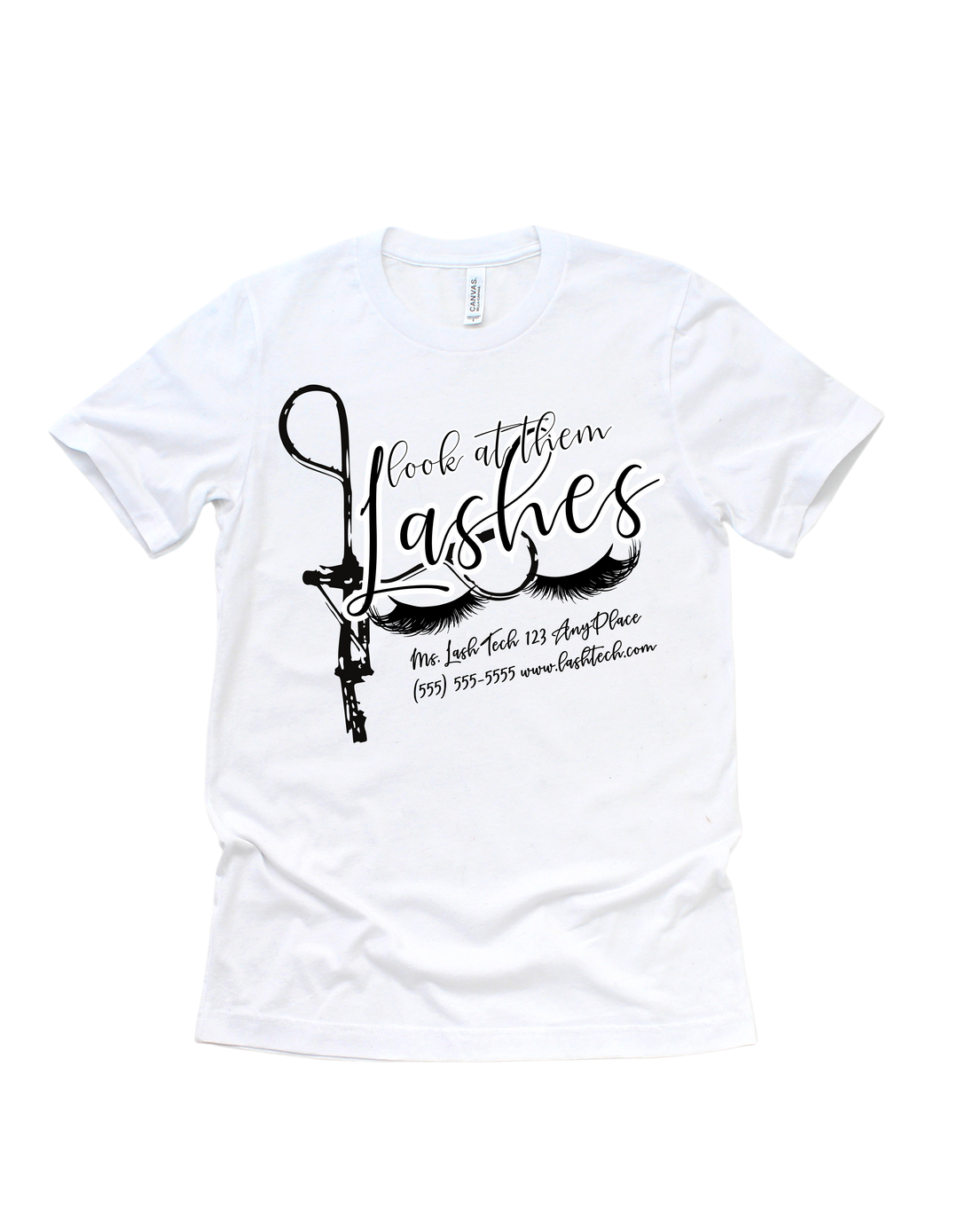 White Look at Them Lashes customizable lash tech adult T-shirt