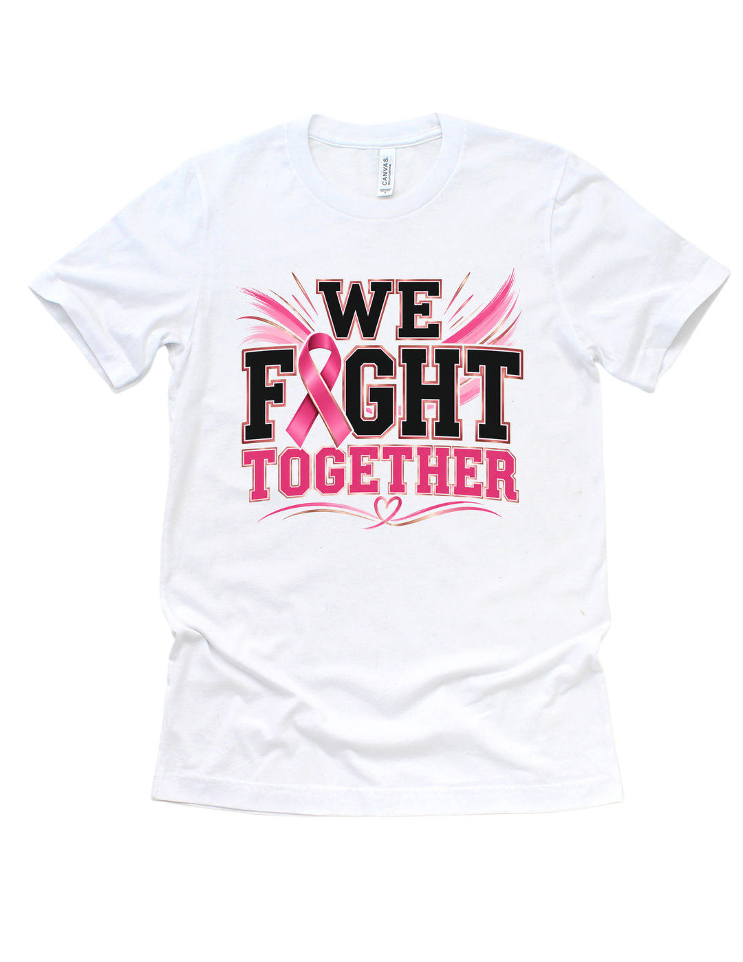 We Fight Together breast cancer awareness design on a white adult T-shirt