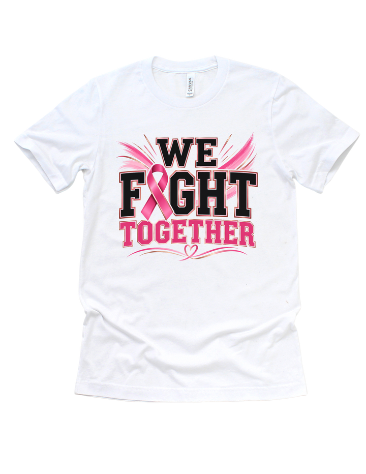 We Fight Together breast cancer awareness design on a white adult T-shirt