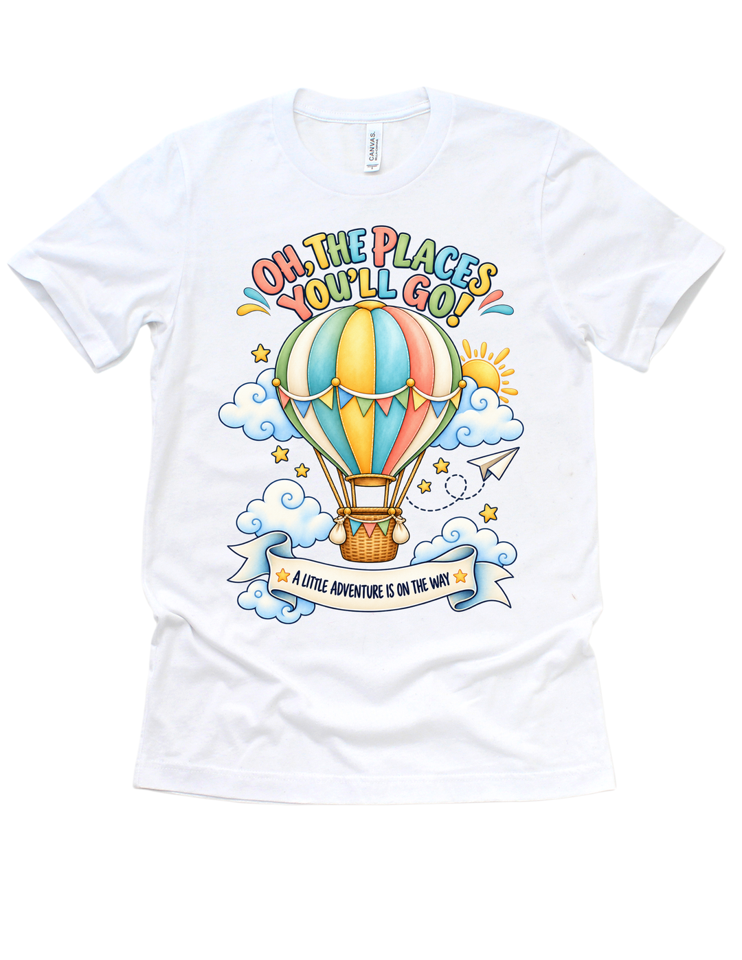 White Oh the Places You’ll Go baby shower adult T-shirt
