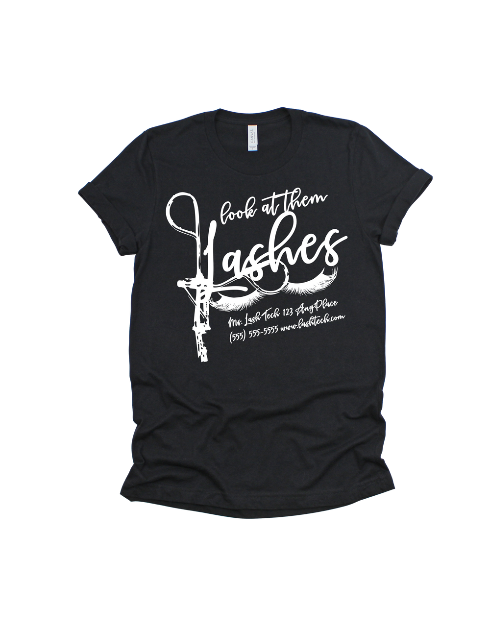 Black Look at Them Lashes customizable lash tech adult T-shirt