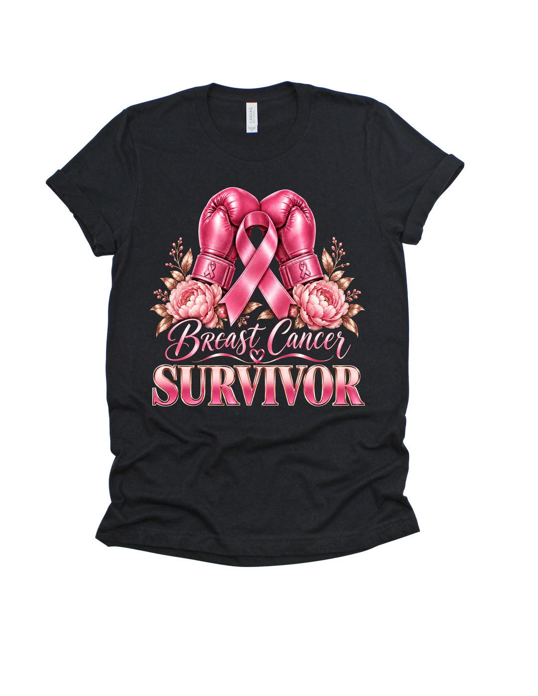 Breast Cancer Survivor design on a black adult T-shirt