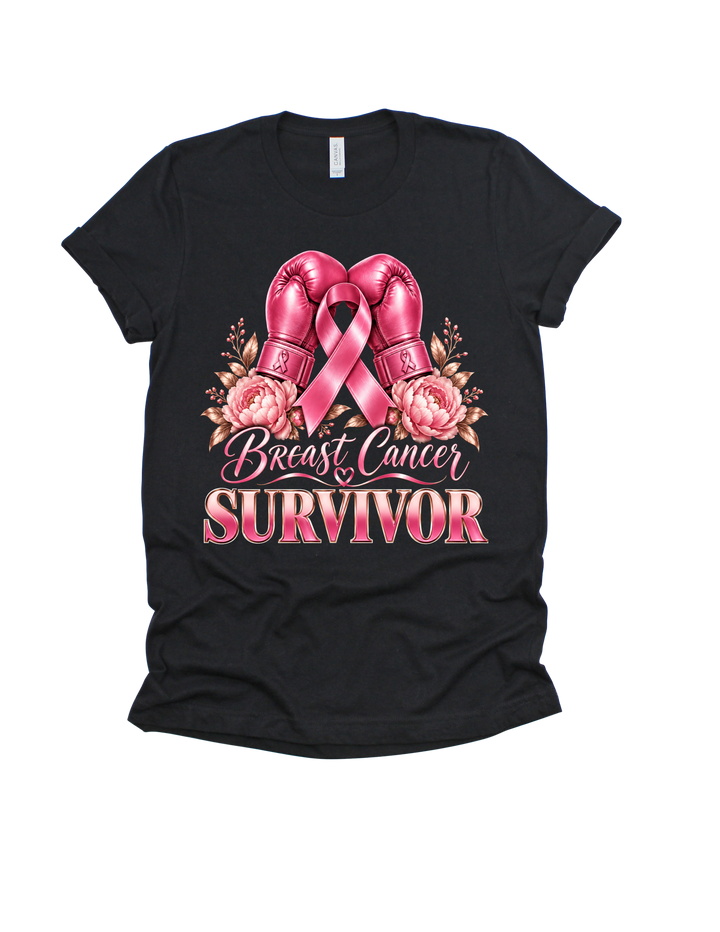 Breast Cancer Survivor design on a black adult T-shirt