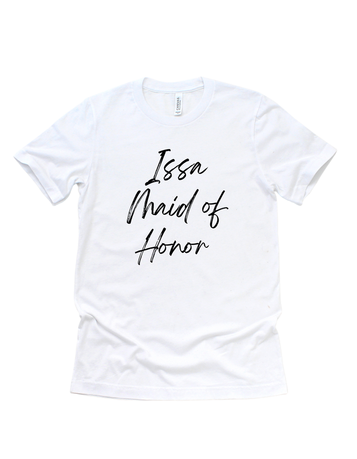 White Issa Maid of Honor bridal party adult T-shirt