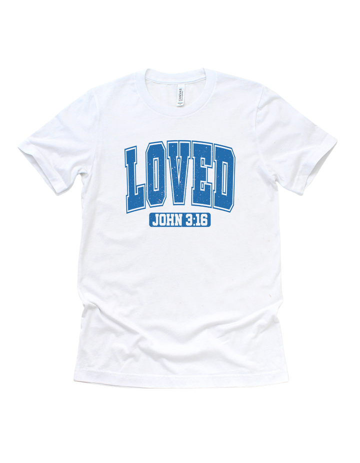 Loved faith-based adult T-shirt- blue design