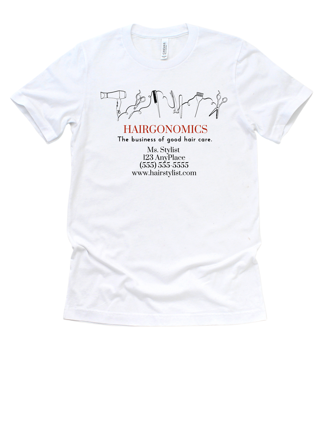 White Hairgonomics The Business of Good Hair customizable adult T-shirt