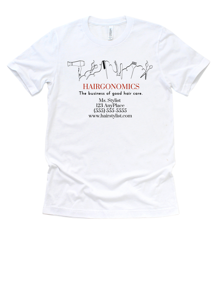 White Hairgonomics The Business of Good Hair customizable adult T-shirt