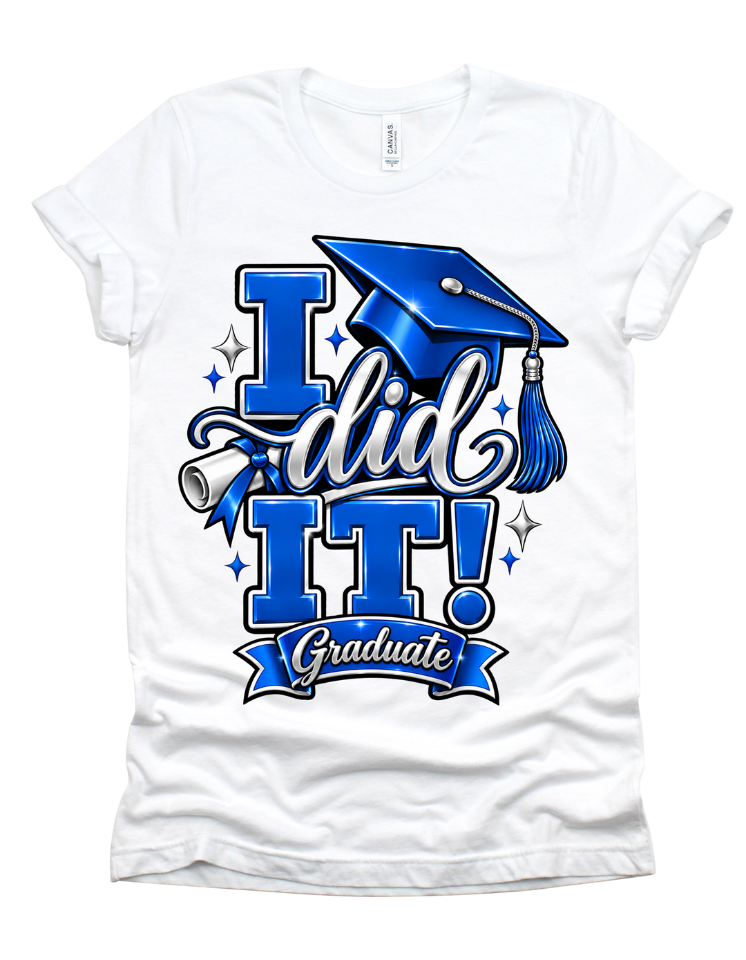 I Did It graduation T-shirt in white