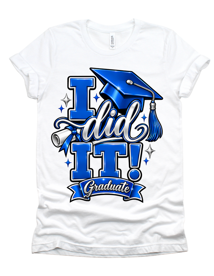 I Did It graduation T-shirt in white