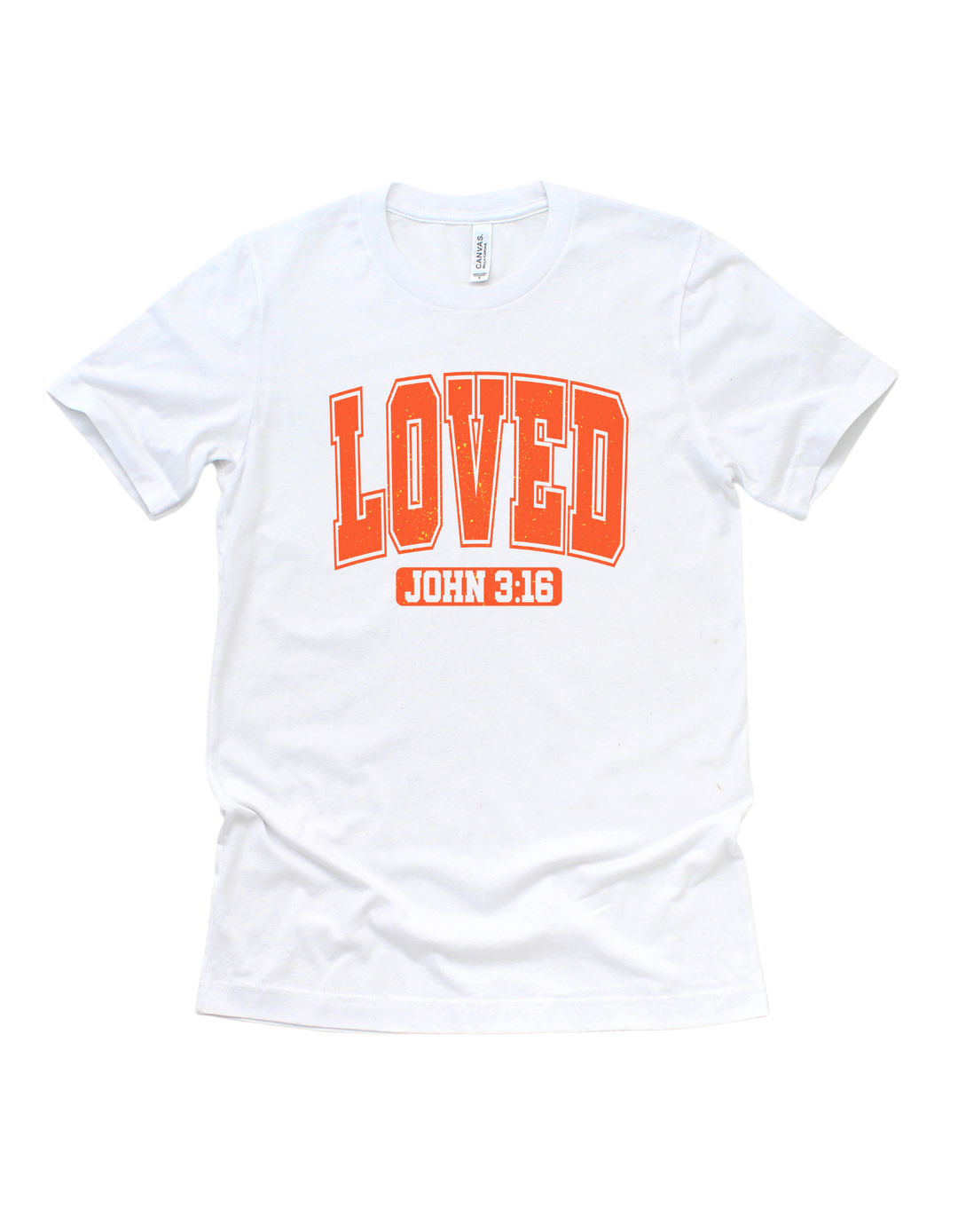 Loved faith-based adult T-shirt- orange design