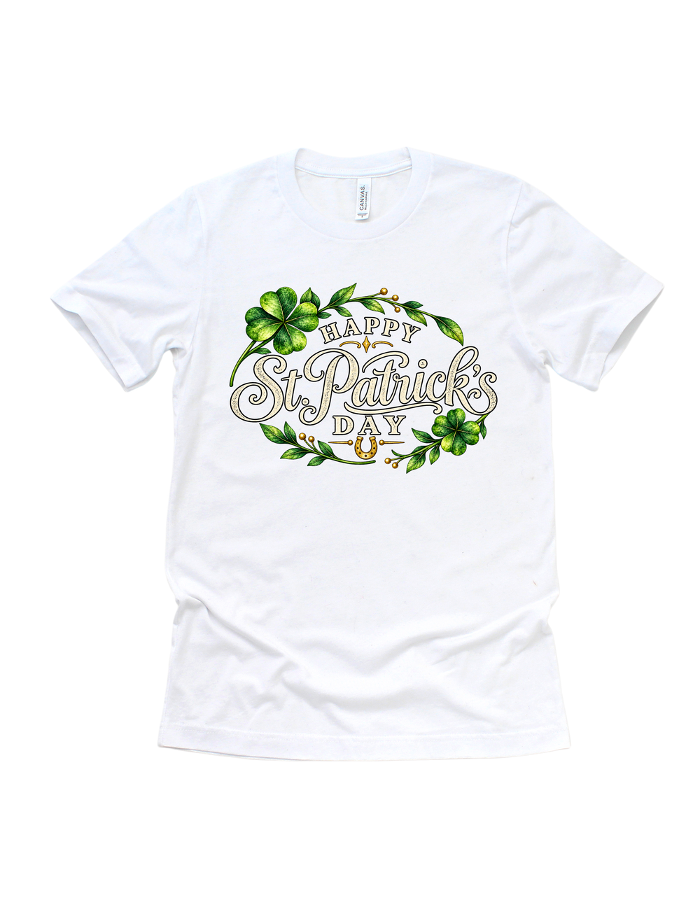 Happy St. Patrick’s Day T-shirt in white