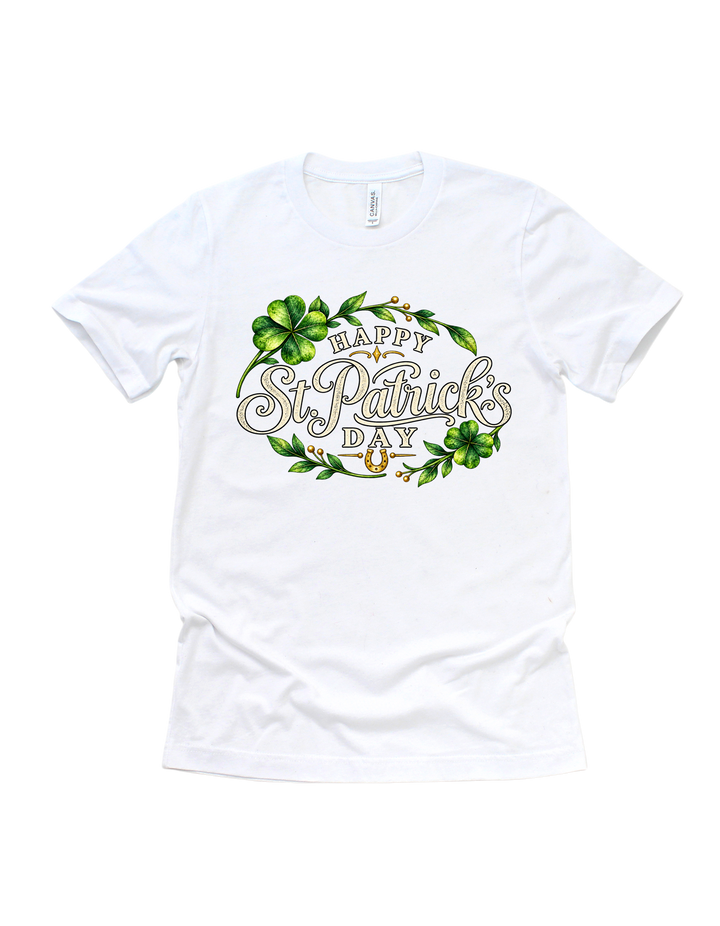 Happy St. Patrick’s Day T-shirt in white