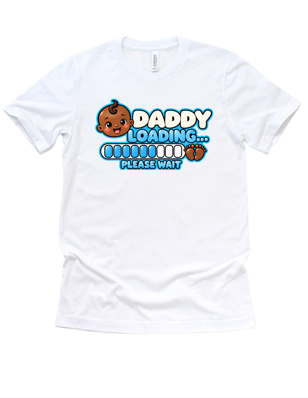 Baby Boy Loading Daddy T-shirt with dark skin tone on White