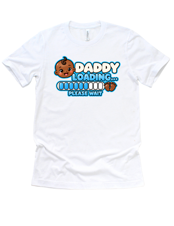 Baby Boy Loading Daddy T-shirt with dark skin tone on White