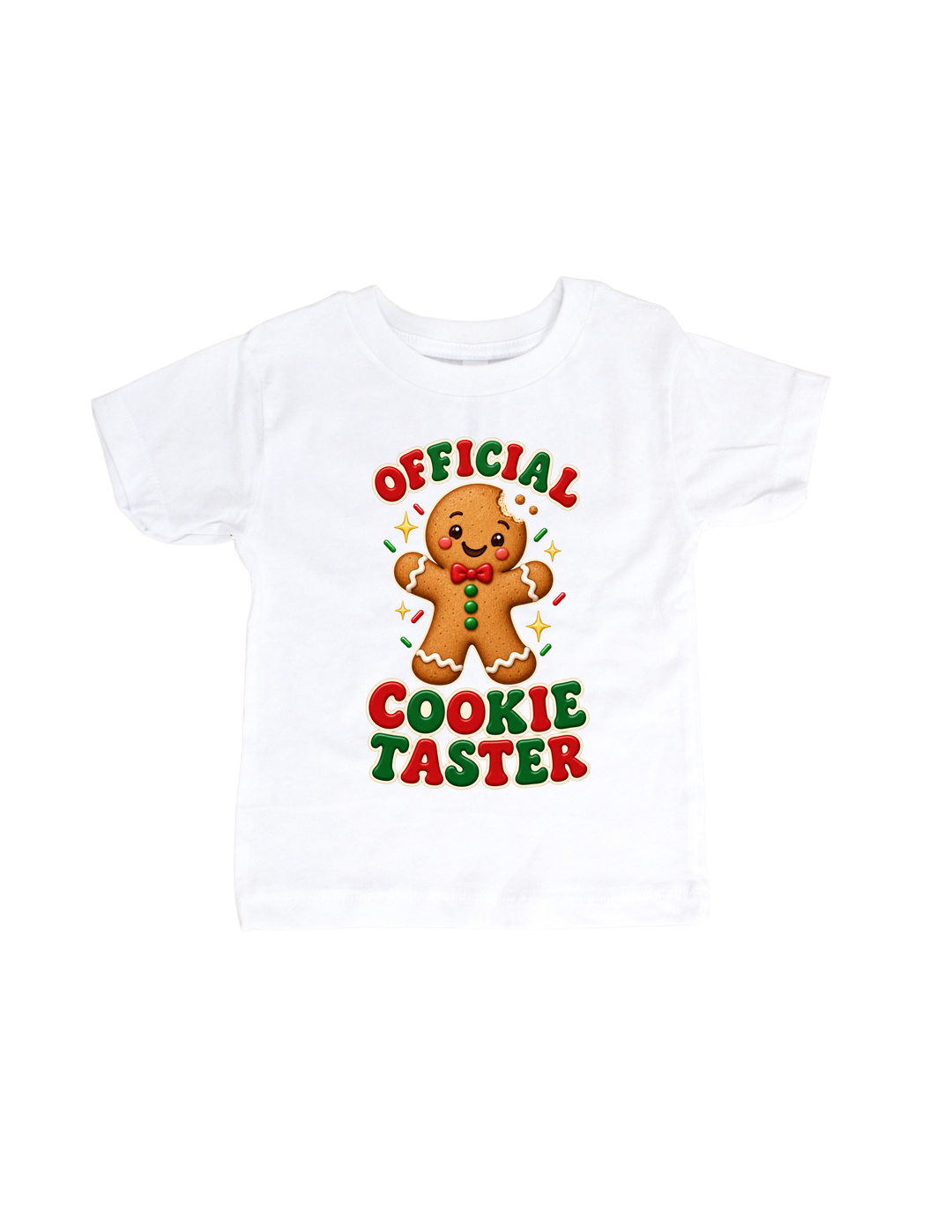 Official Cookie Taster Christmas design on a white child size T-shirt