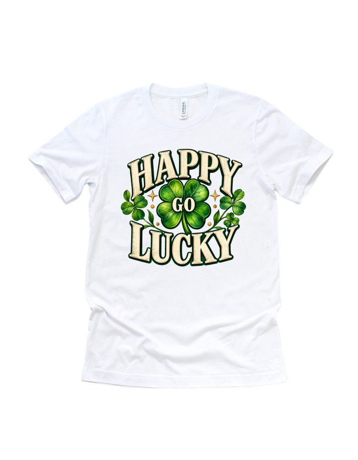 Happy Go Lucky St. Patrick’s Day T-shirt in white