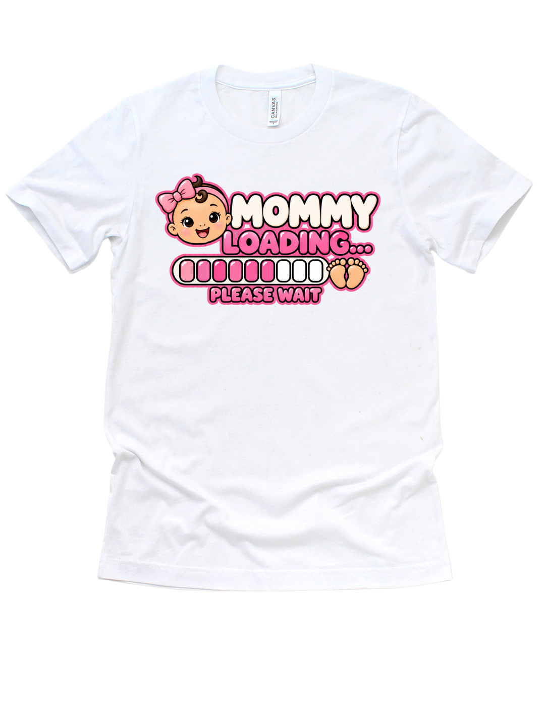 Baby Girl Loading Mommy T-shirt with light skin tone on white