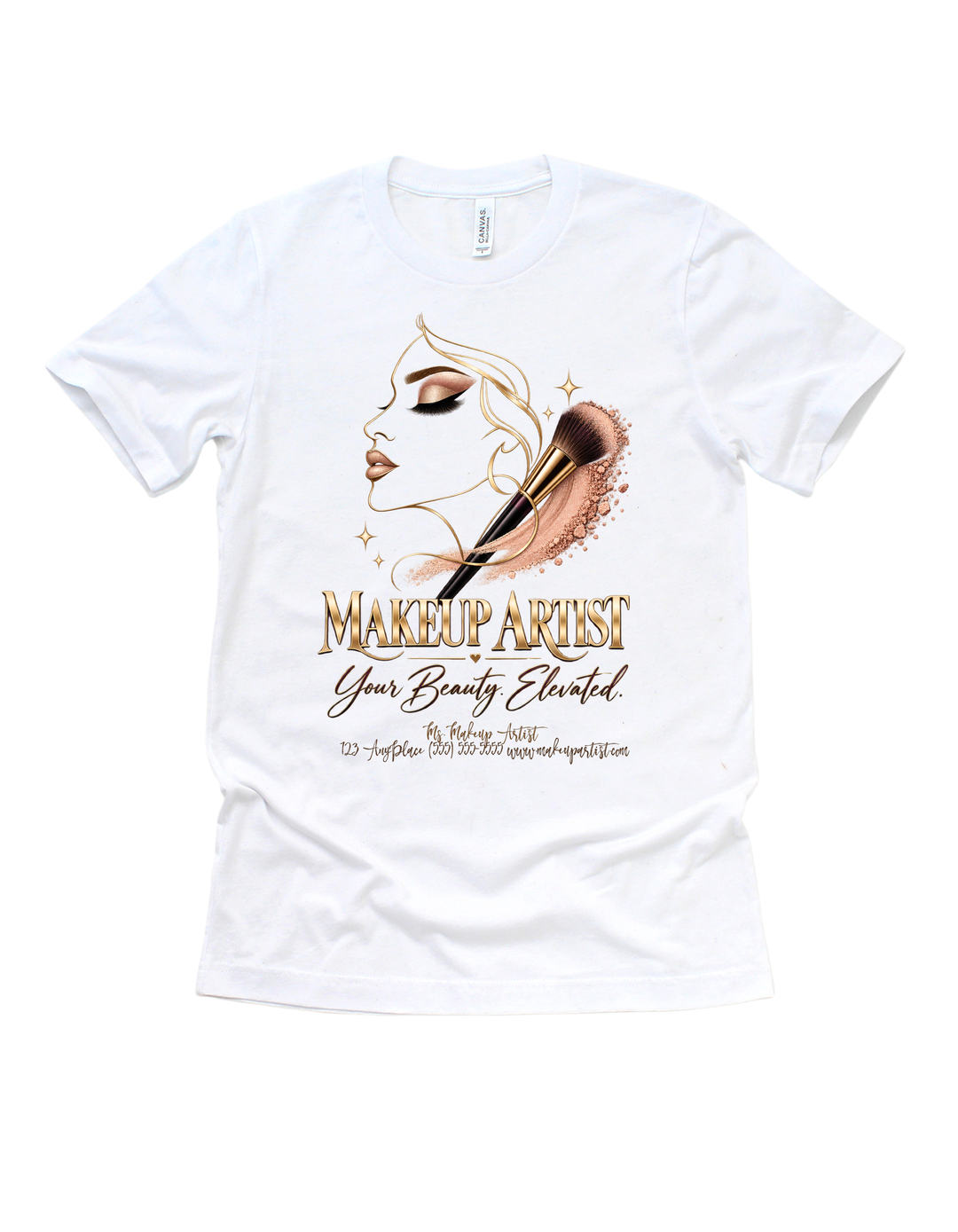 White Makeup Artist Your Beauty Elevated customizable adult T-shirt