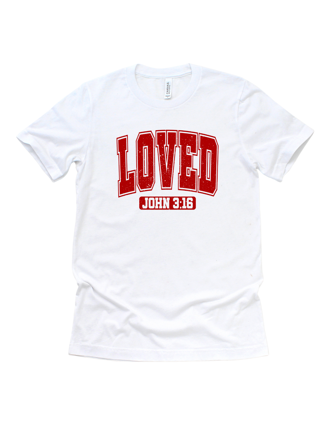 Loved faith-based adult T-shirt- red design
