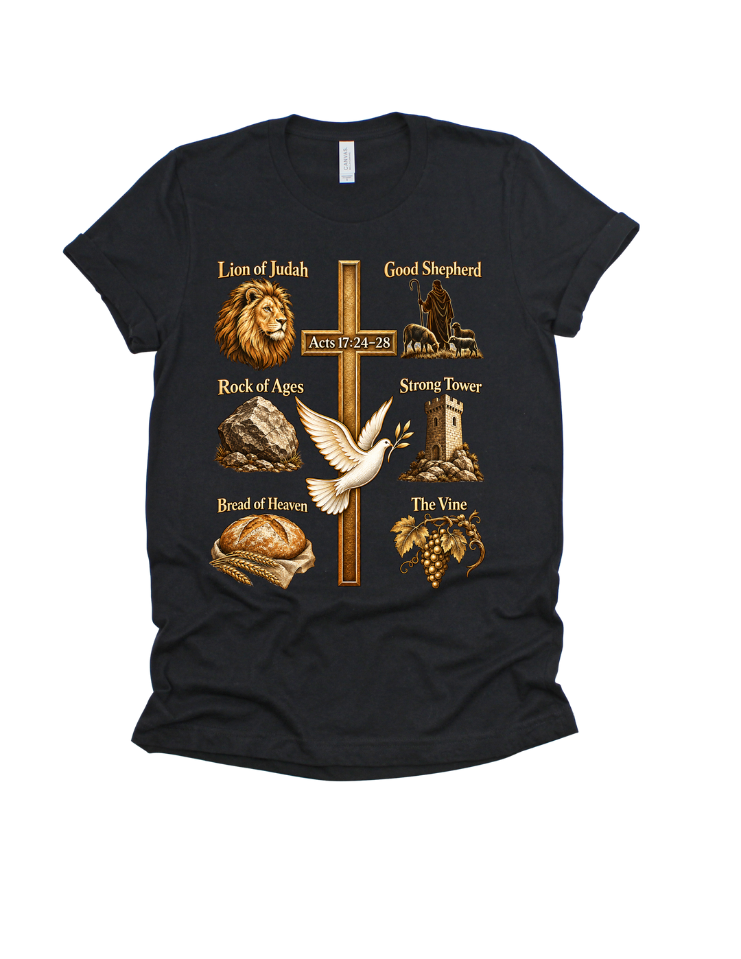 Black Acts 17:24–28 scripture adult T-shirt