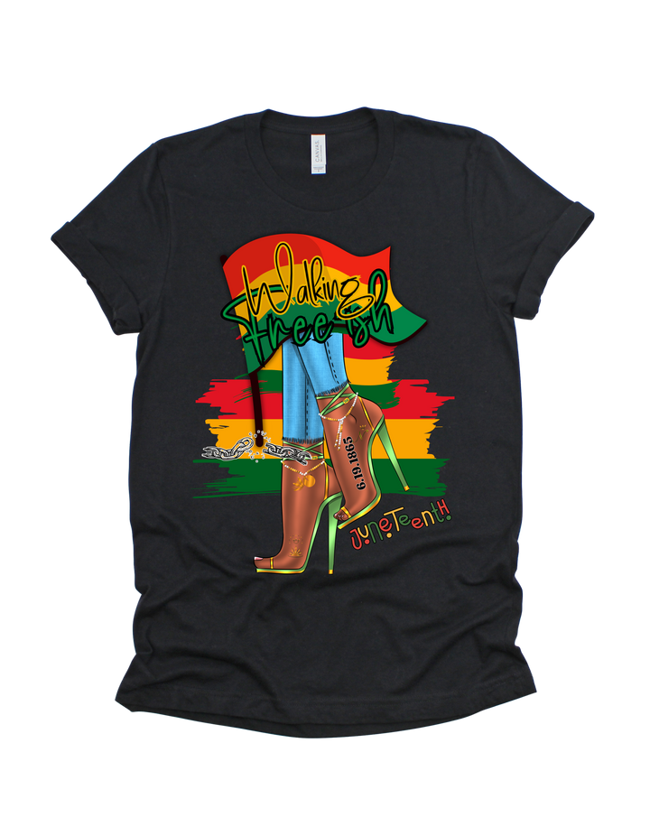 Walking Free-ish Juneteenth T-shirt in black