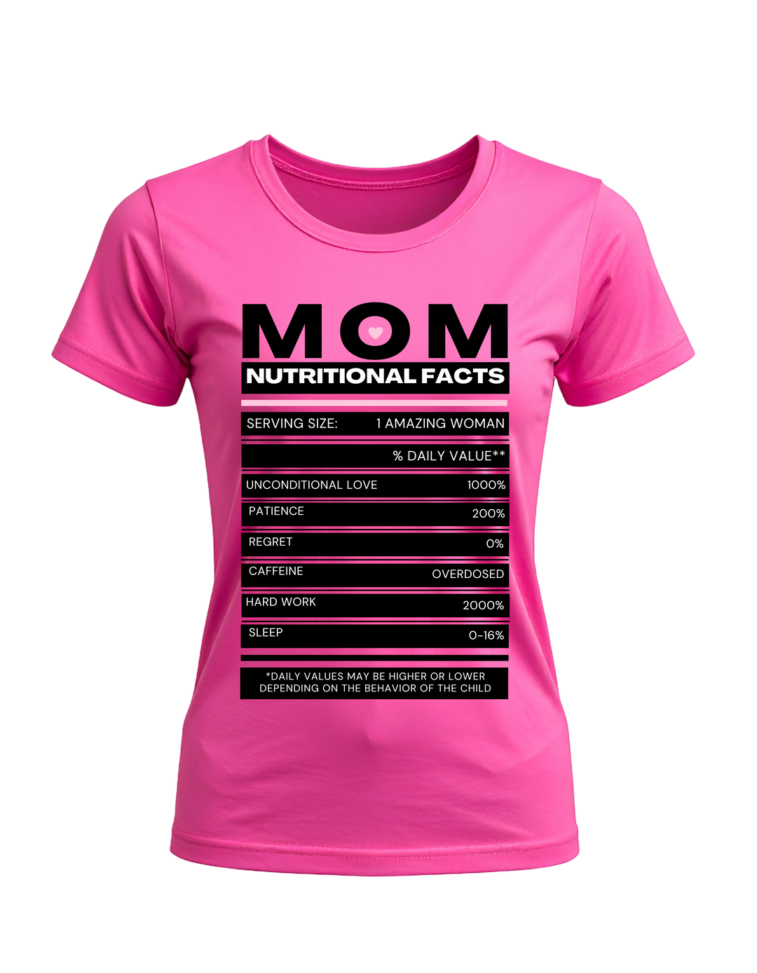 Mom’s Nutritional Facts T-shirt in pink