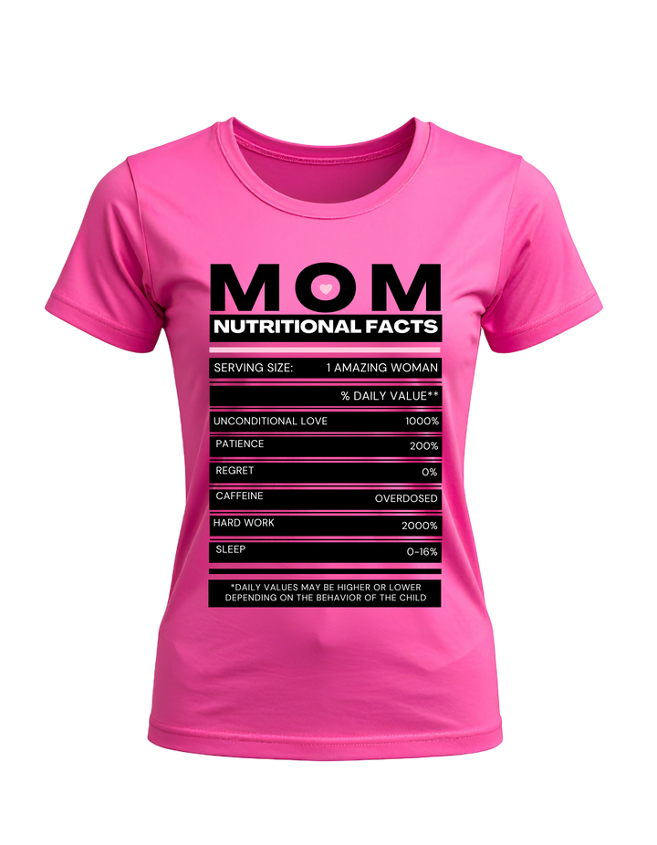 Mom’s Nutritional Facts T-shirt in pink