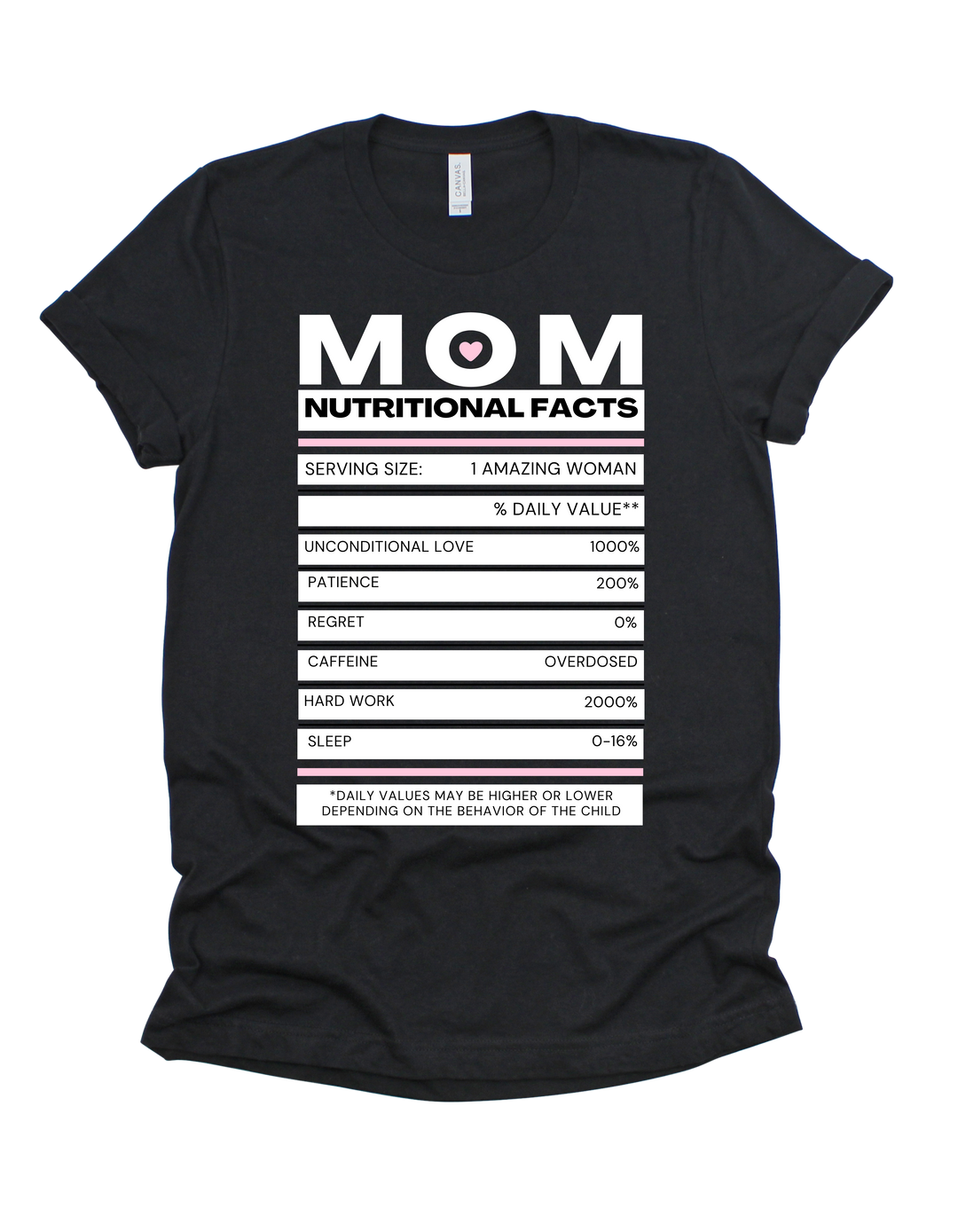 Mom’s Nutritional Facts T-shirt in black
