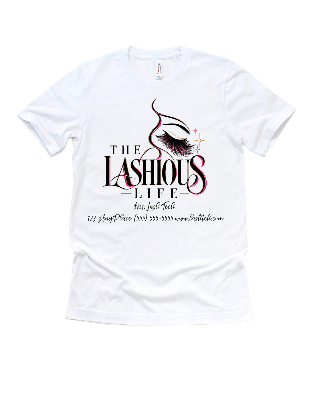 White The Lashious Life customizable lash tech adult T-shirt