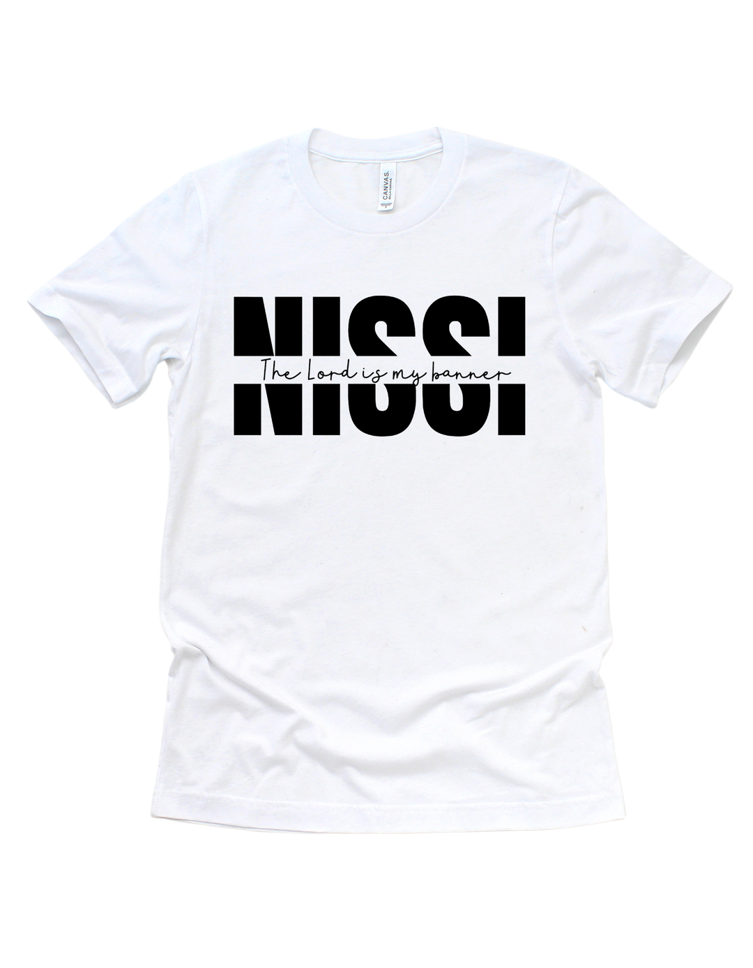 White Jehovah Nissi faith-based adult T-shirt