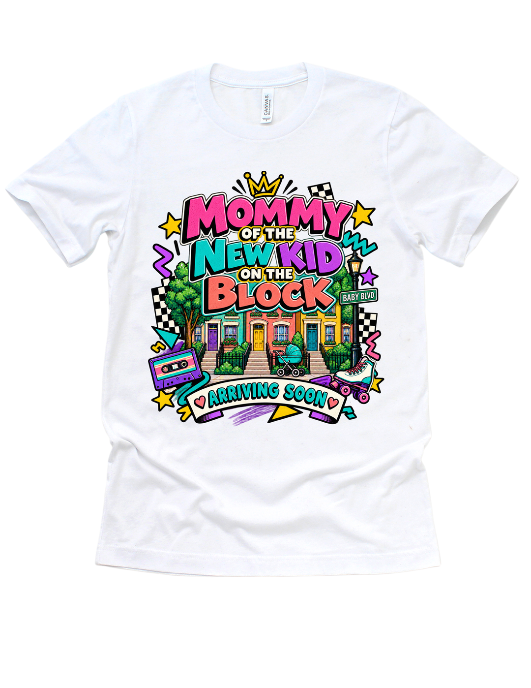 White New Kid on the Block Mommy adult T-shirt
