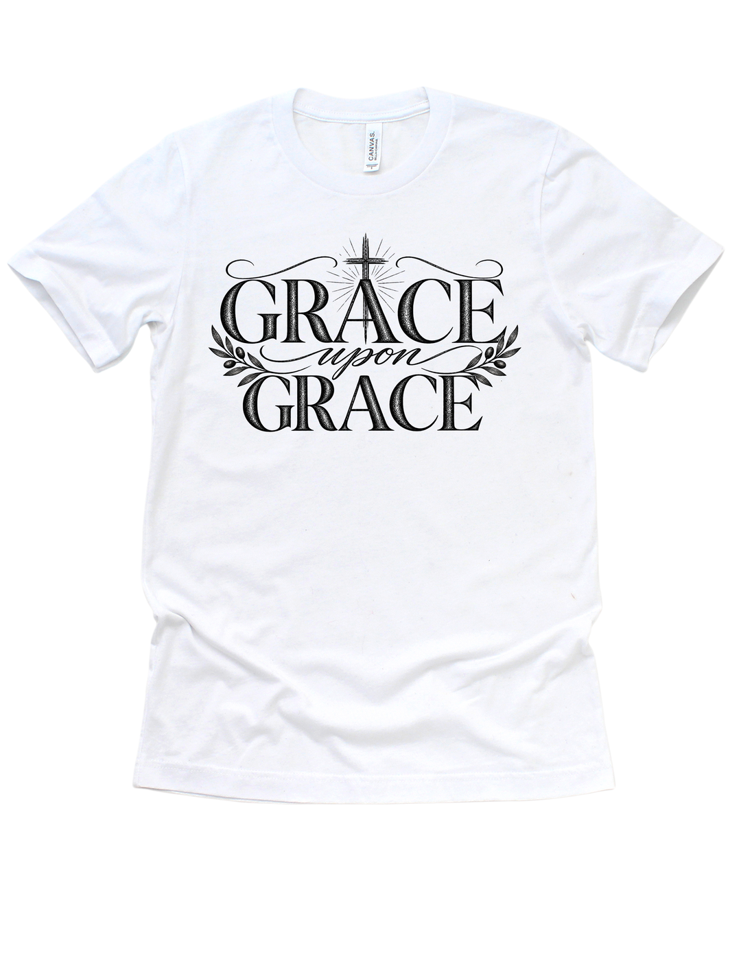 White Grace Upon Grace faith-based adult T-shirt