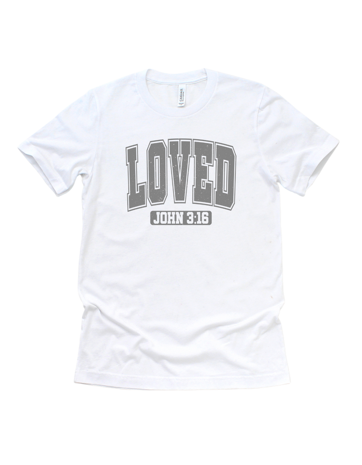 Loved faith-based adult T-shirt- gray design