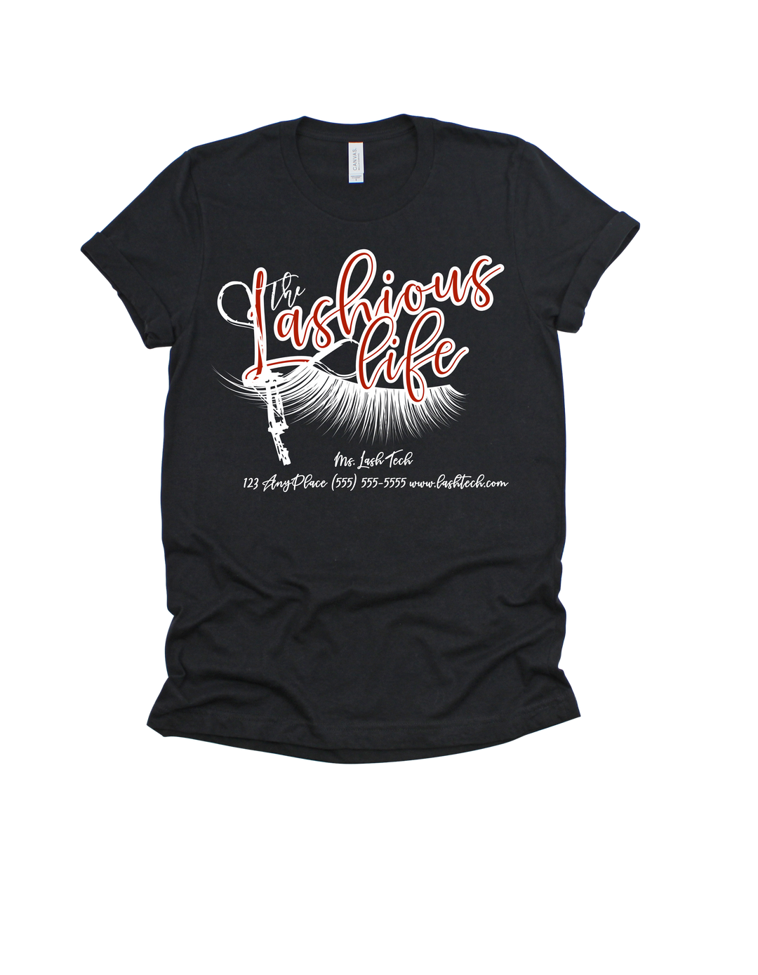 Black Living the Lashious Life customizable lash tech adult T-shirt
