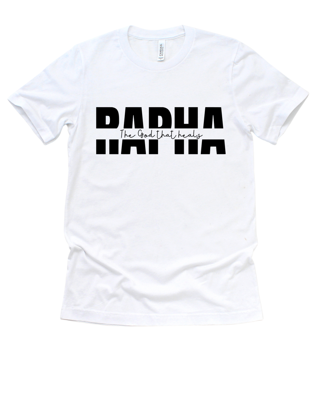 White Jehovah Rapha faith-based adult T-shirt