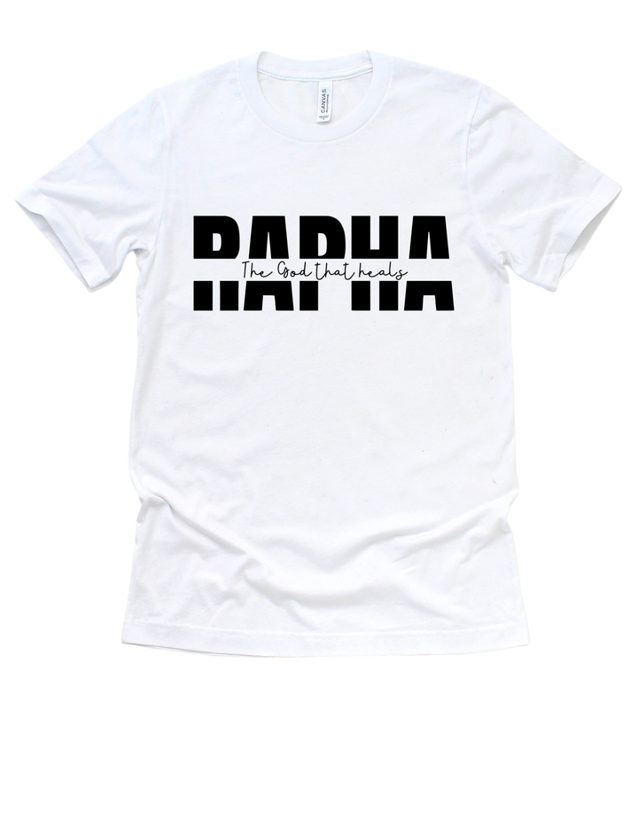 White Jehovah Rapha faith-based adult T-shirt