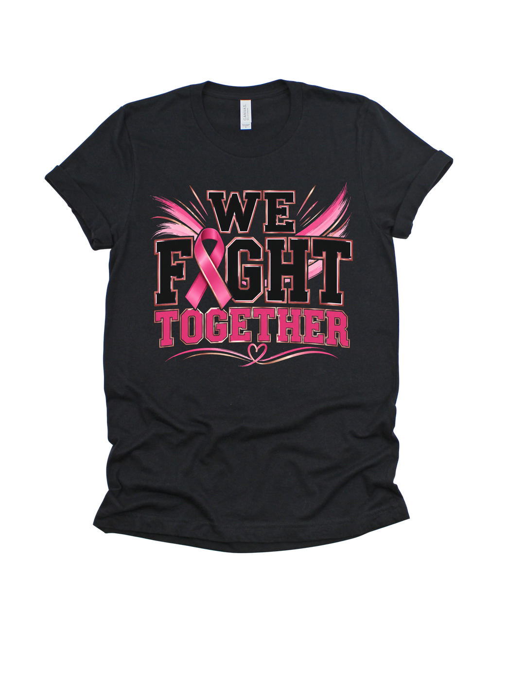 We Fight Together breast cancer awareness design on a black adult T-shirt