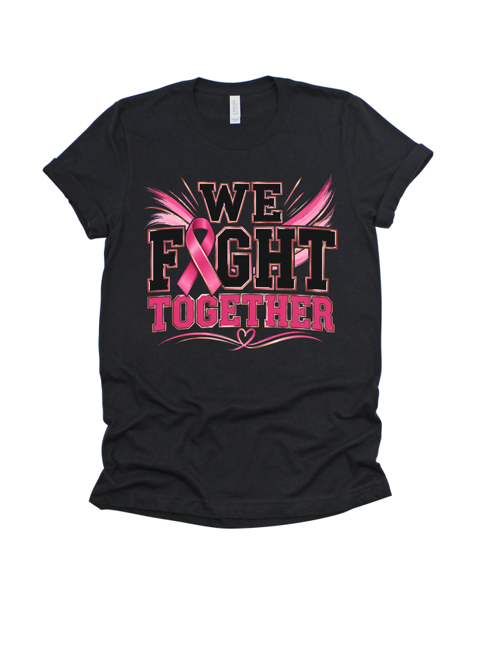 We Fight Together breast cancer awareness design on a black adult T-shirt