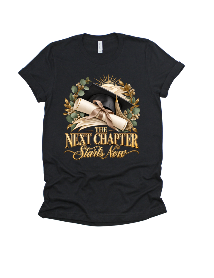 The Next Chapter graduation T-shirt in black
